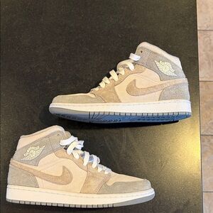 Nike Air Jordan High-Top Sneakers in Cream, Tan and Gray; Women’s 10